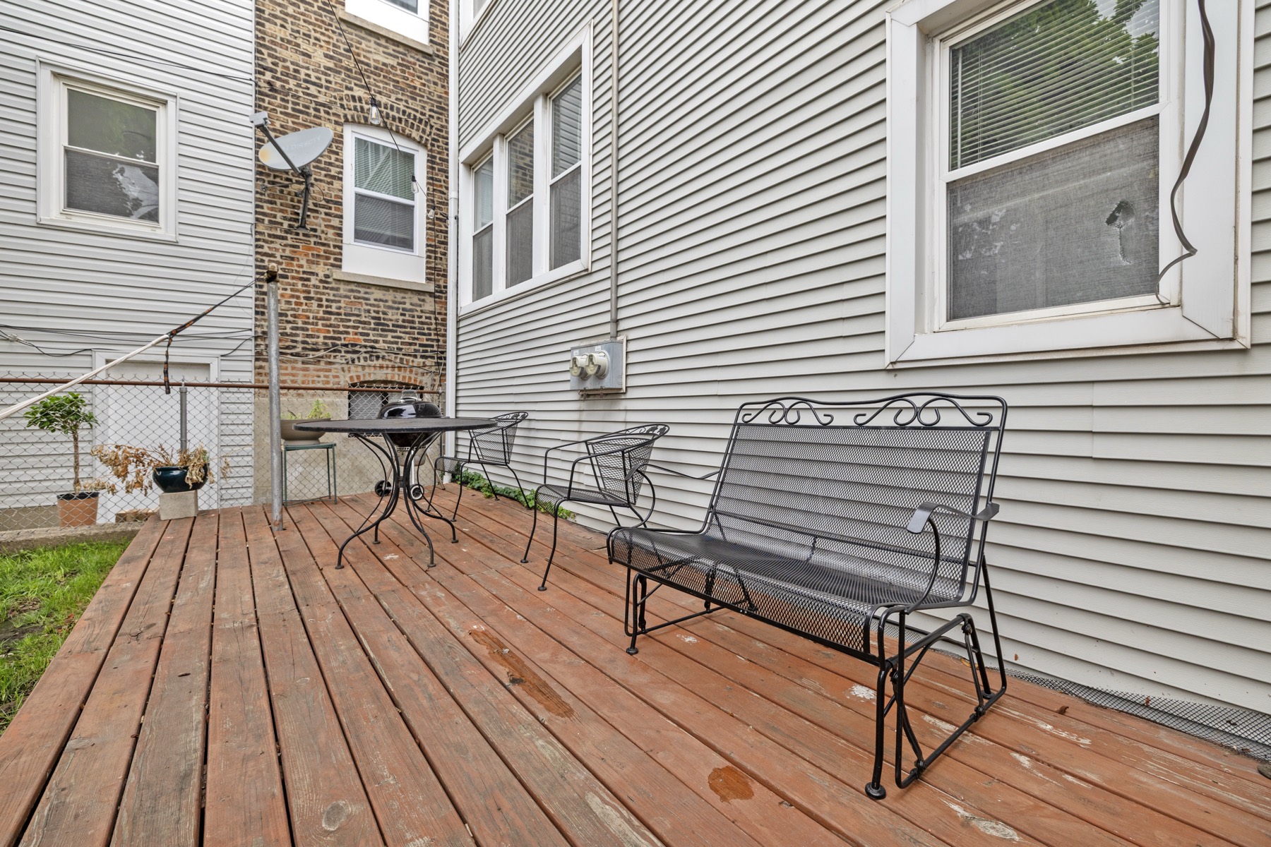 Rear yard deck seating